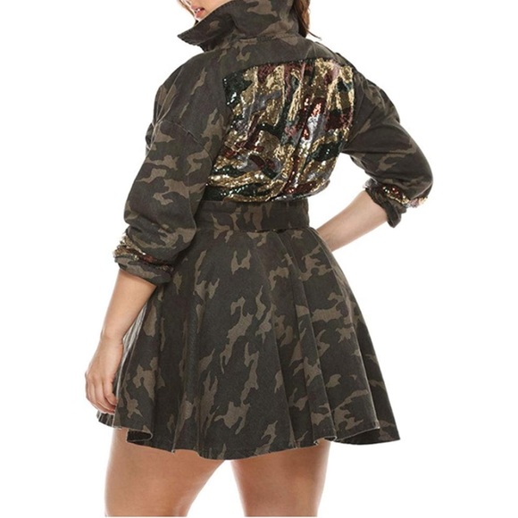 Sequin Camouflage Jacket Casual Long Sleeve Lightweight - Picture 2 of 8